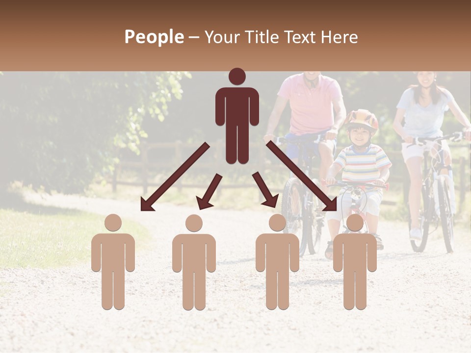 A Group Of People Riding Bikes Down A Dirt Road PowerPoint Template