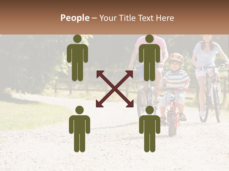 A Group Of People Riding Bikes Down A Dirt Road PowerPoint Template