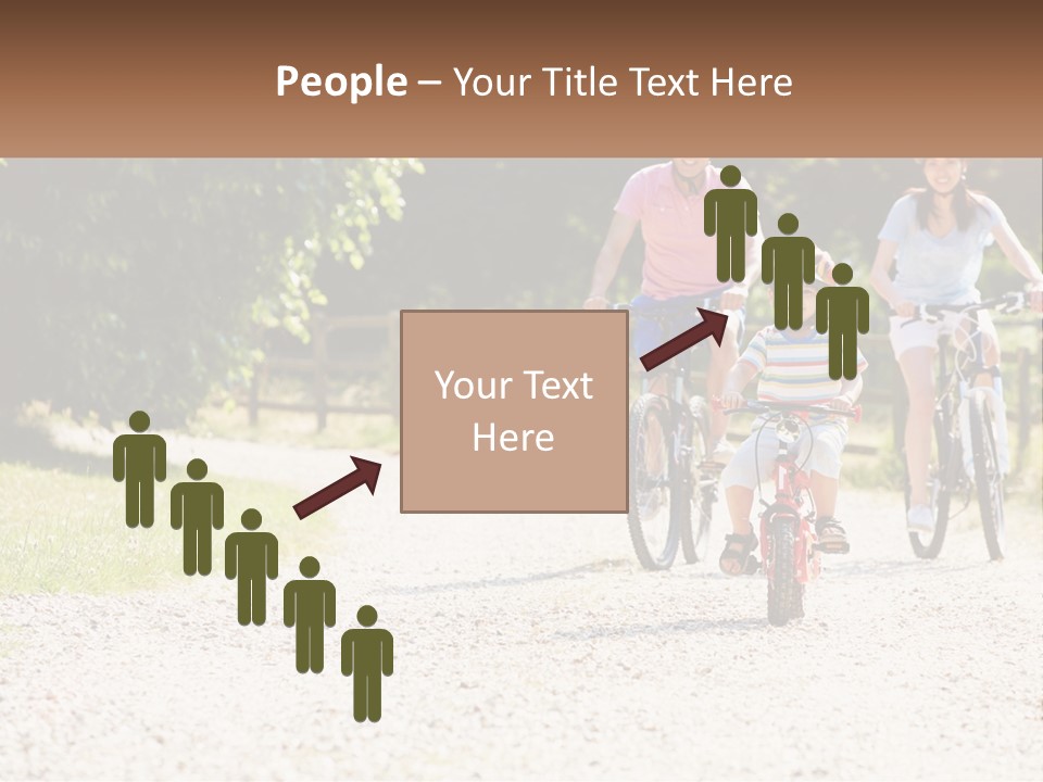 A Group Of People Riding Bikes Down A Dirt Road PowerPoint Template
