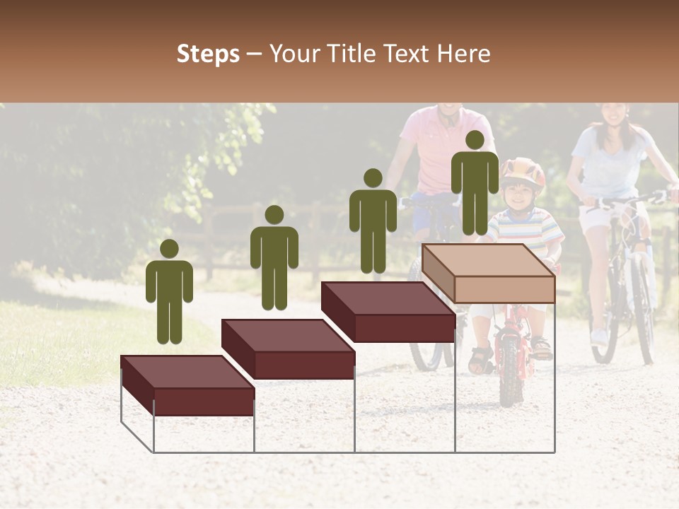 A Group Of People Riding Bikes Down A Dirt Road PowerPoint Template