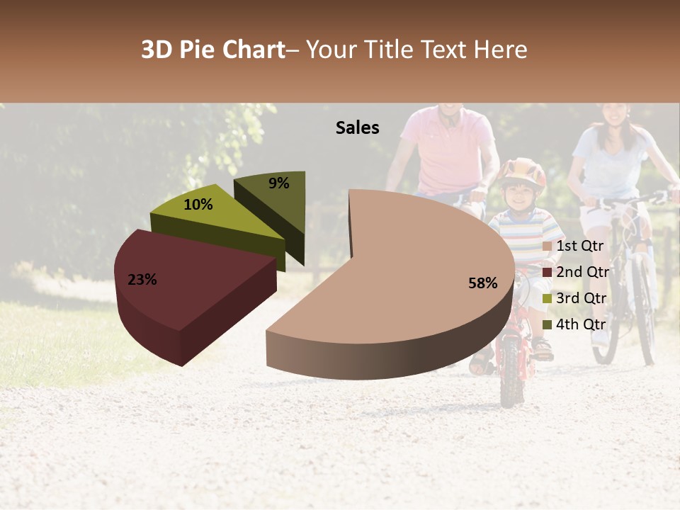 A Group Of People Riding Bikes Down A Dirt Road PowerPoint Template