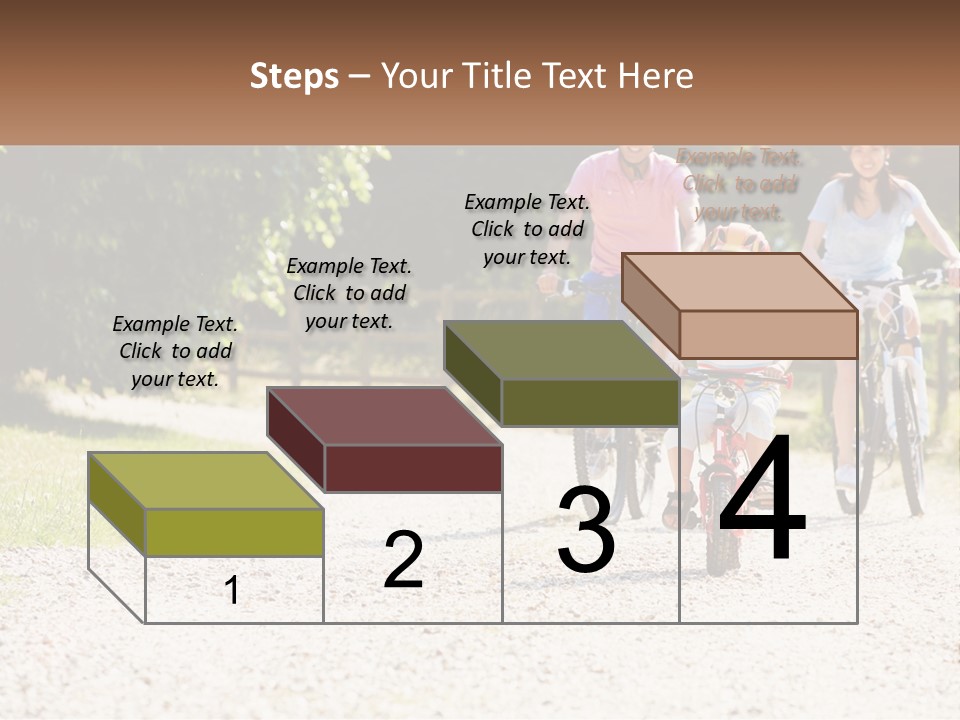 A Group Of People Riding Bikes Down A Dirt Road PowerPoint Template