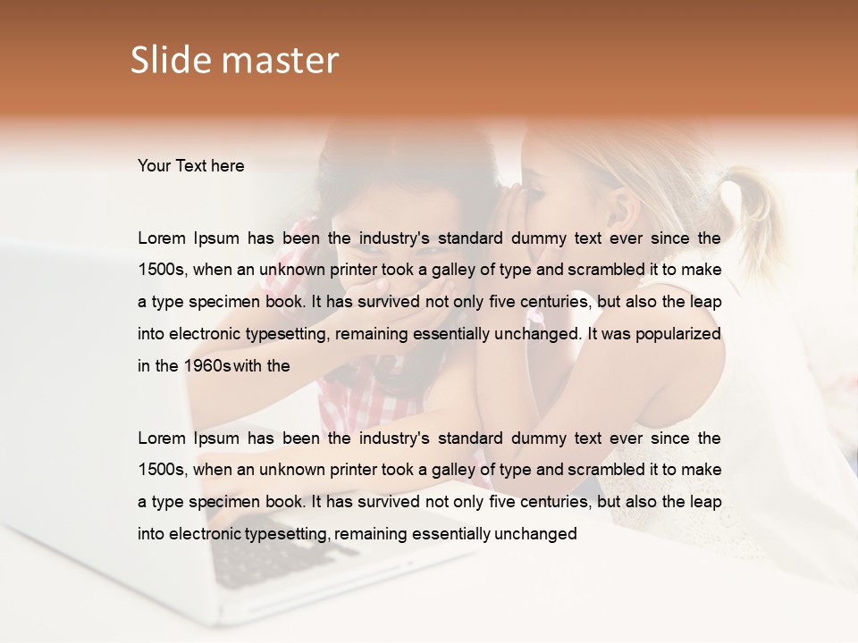 Two Young Girls Sitting In Front Of A Laptop Computer PowerPoint Template