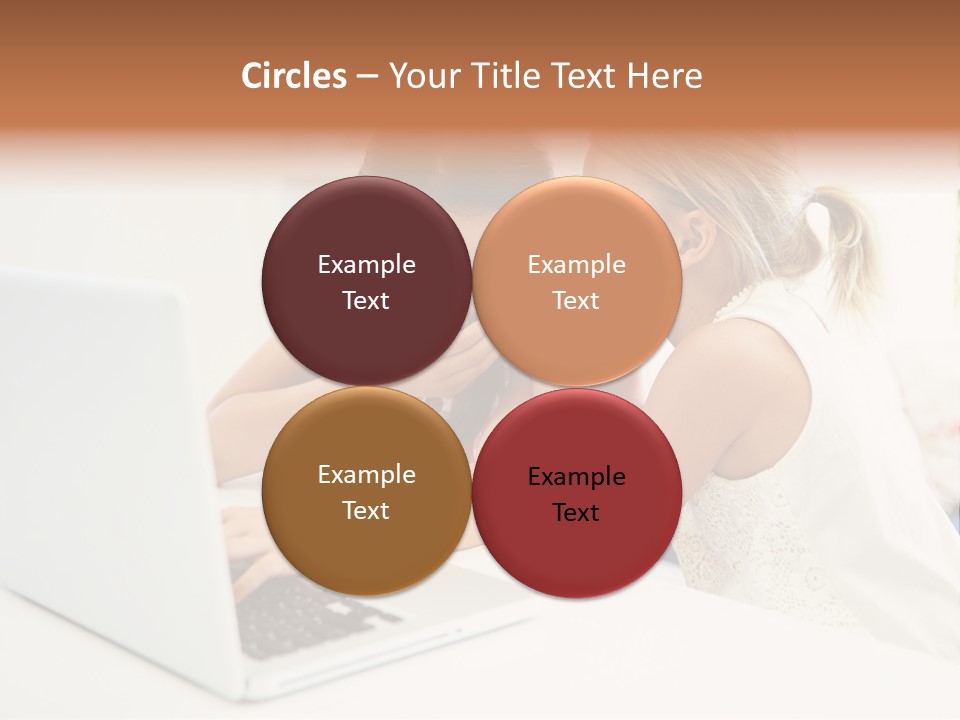 Two Young Girls Sitting In Front Of A Laptop Computer PowerPoint Template