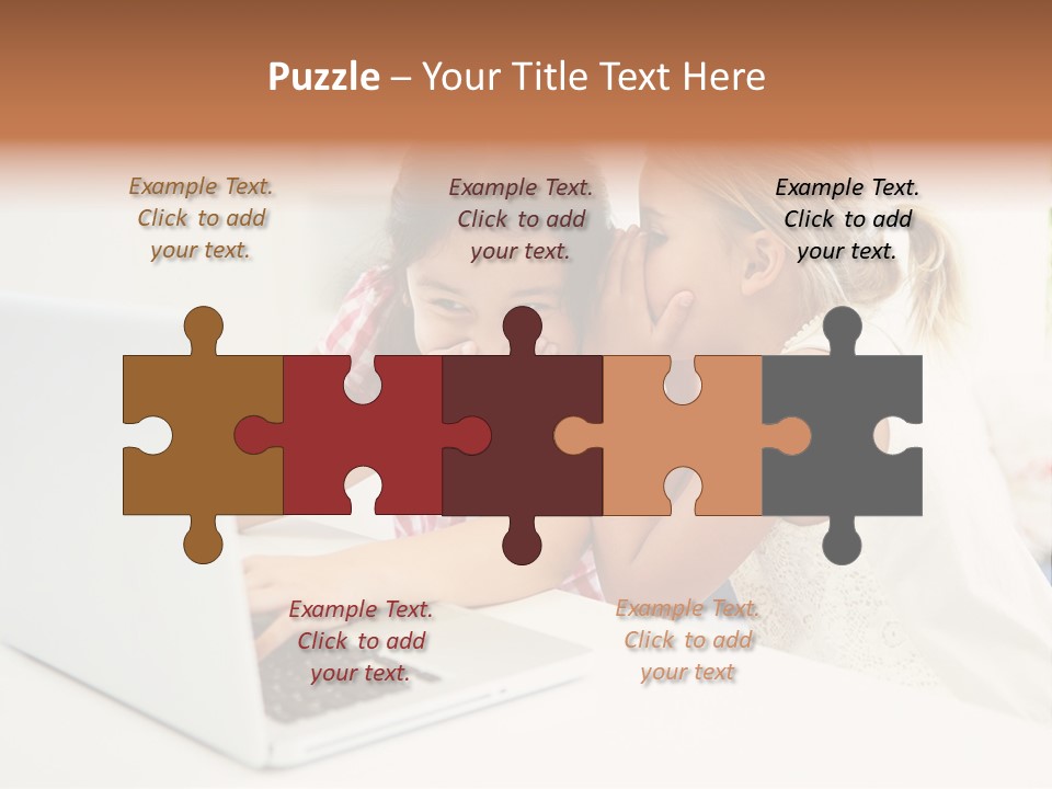 Two Young Girls Sitting In Front Of A Laptop Computer PowerPoint Template