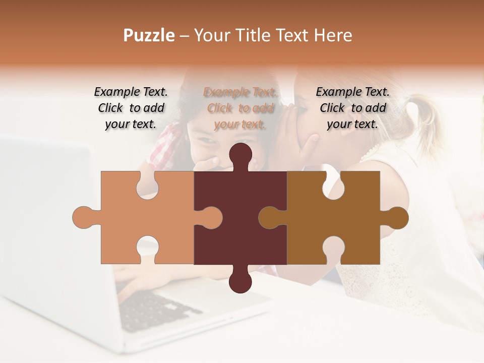 Two Young Girls Sitting In Front Of A Laptop Computer PowerPoint Template