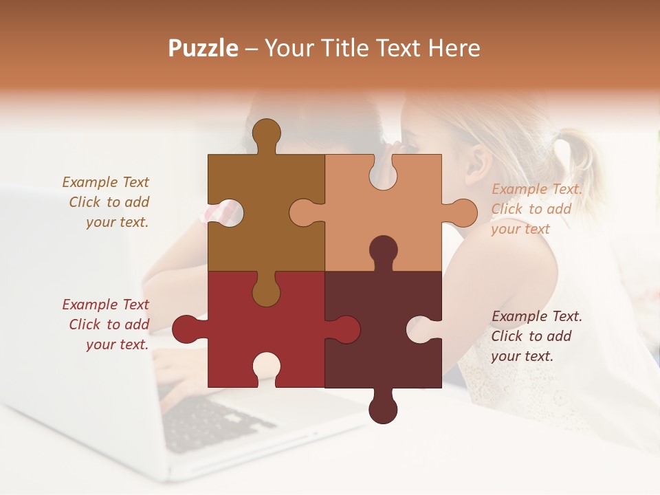 Two Young Girls Sitting In Front Of A Laptop Computer PowerPoint Template