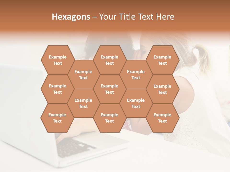 Two Young Girls Sitting In Front Of A Laptop Computer PowerPoint Template