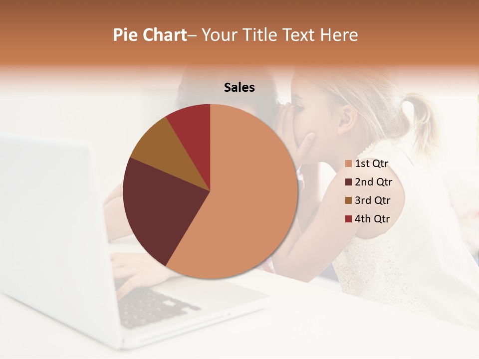 Two Young Girls Sitting In Front Of A Laptop Computer PowerPoint Template
