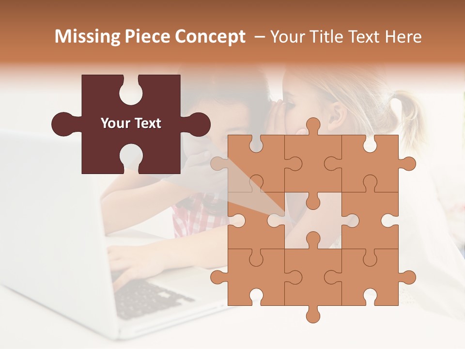 Two Young Girls Sitting In Front Of A Laptop Computer PowerPoint Template