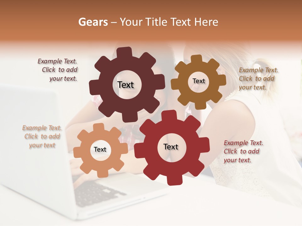 Two Young Girls Sitting In Front Of A Laptop Computer PowerPoint Template