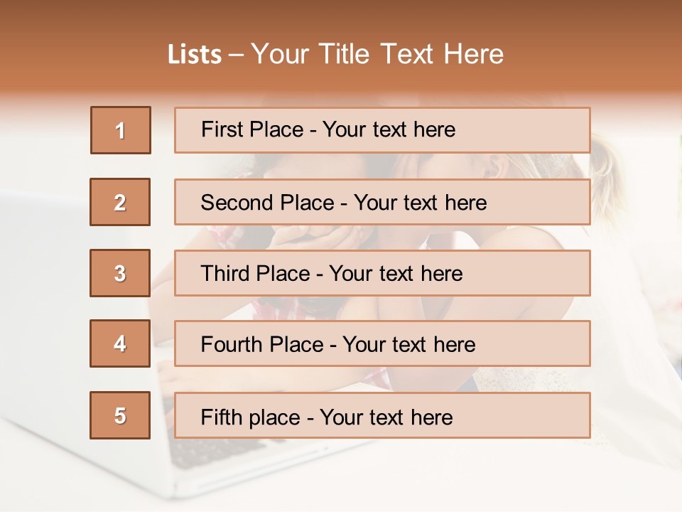 Two Young Girls Sitting In Front Of A Laptop Computer PowerPoint Template