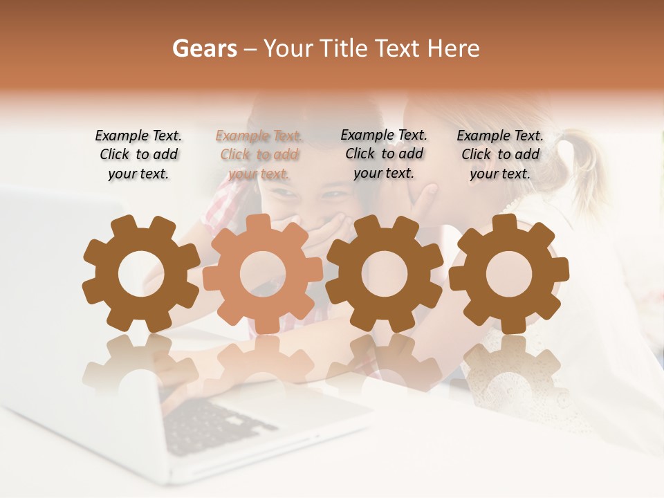 Two Young Girls Sitting In Front Of A Laptop Computer PowerPoint Template