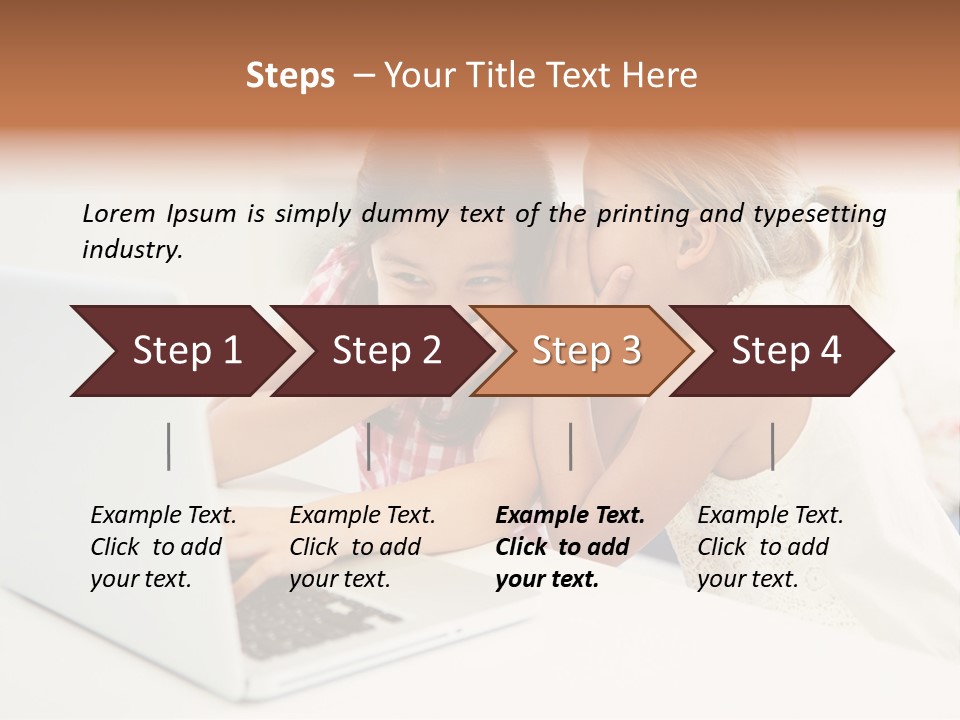 Two Young Girls Sitting In Front Of A Laptop Computer PowerPoint Template