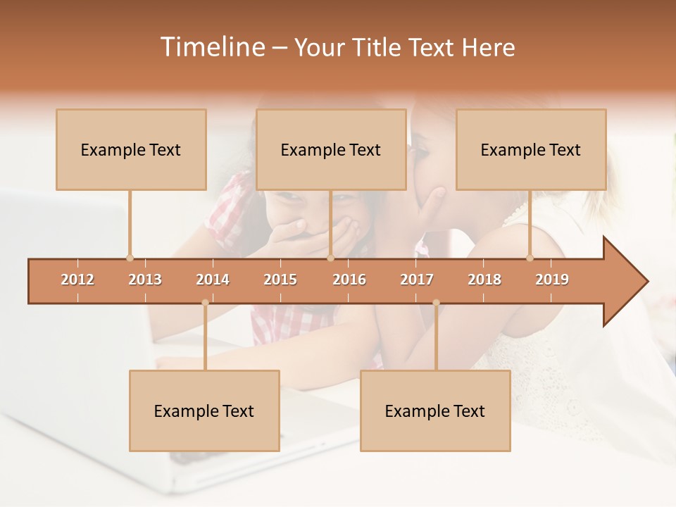 Two Young Girls Sitting In Front Of A Laptop Computer PowerPoint Template