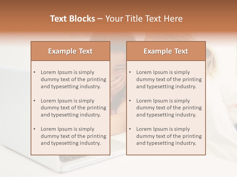 Two Young Girls Sitting In Front Of A Laptop Computer PowerPoint Template