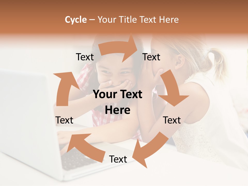 Two Young Girls Sitting In Front Of A Laptop Computer PowerPoint Template