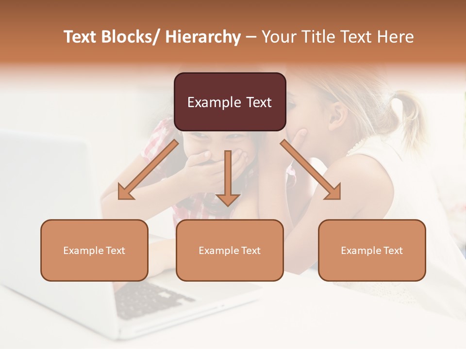 Two Young Girls Sitting In Front Of A Laptop Computer PowerPoint Template