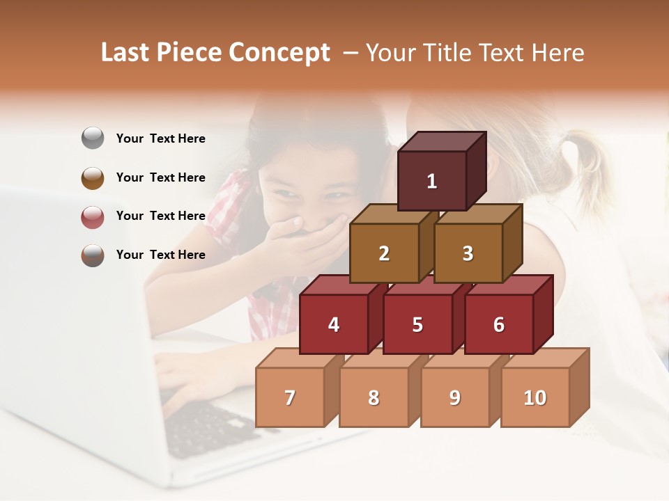 Two Young Girls Sitting In Front Of A Laptop Computer PowerPoint Template