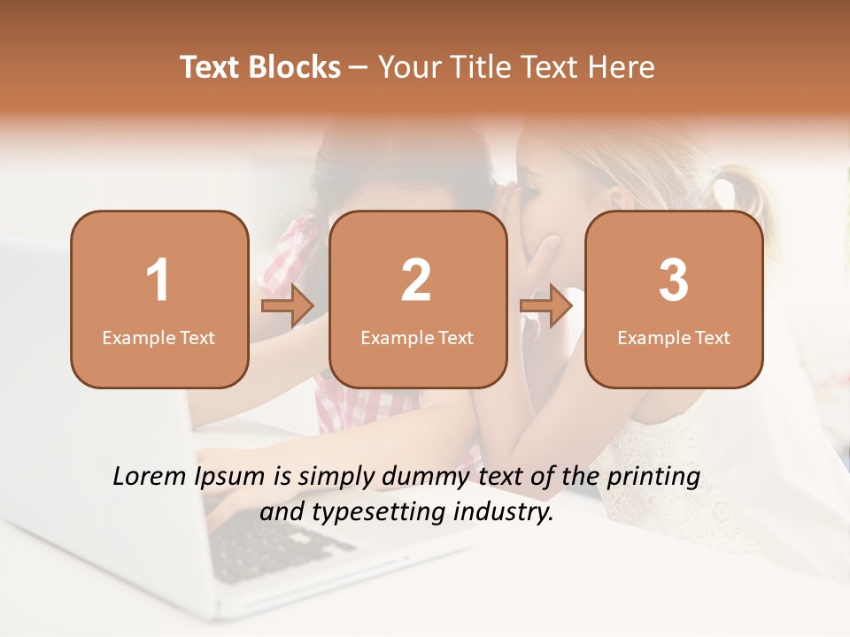 Two Young Girls Sitting In Front Of A Laptop Computer PowerPoint Template