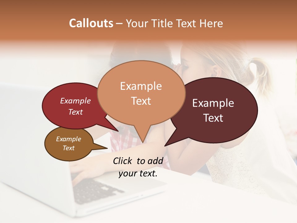 Two Young Girls Sitting In Front Of A Laptop Computer PowerPoint Template