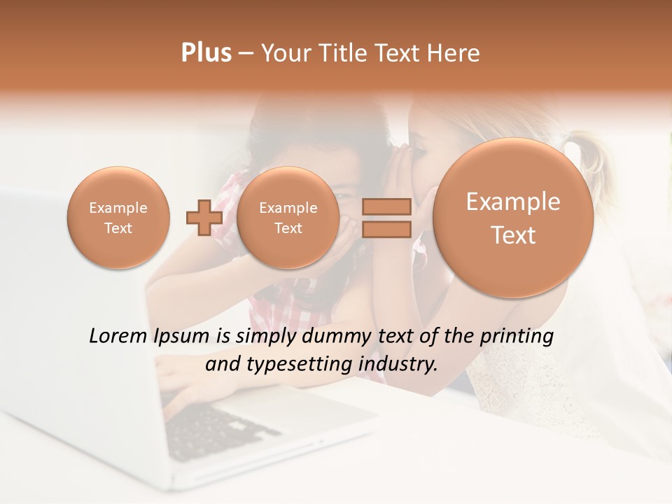 Two Young Girls Sitting In Front Of A Laptop Computer PowerPoint Template