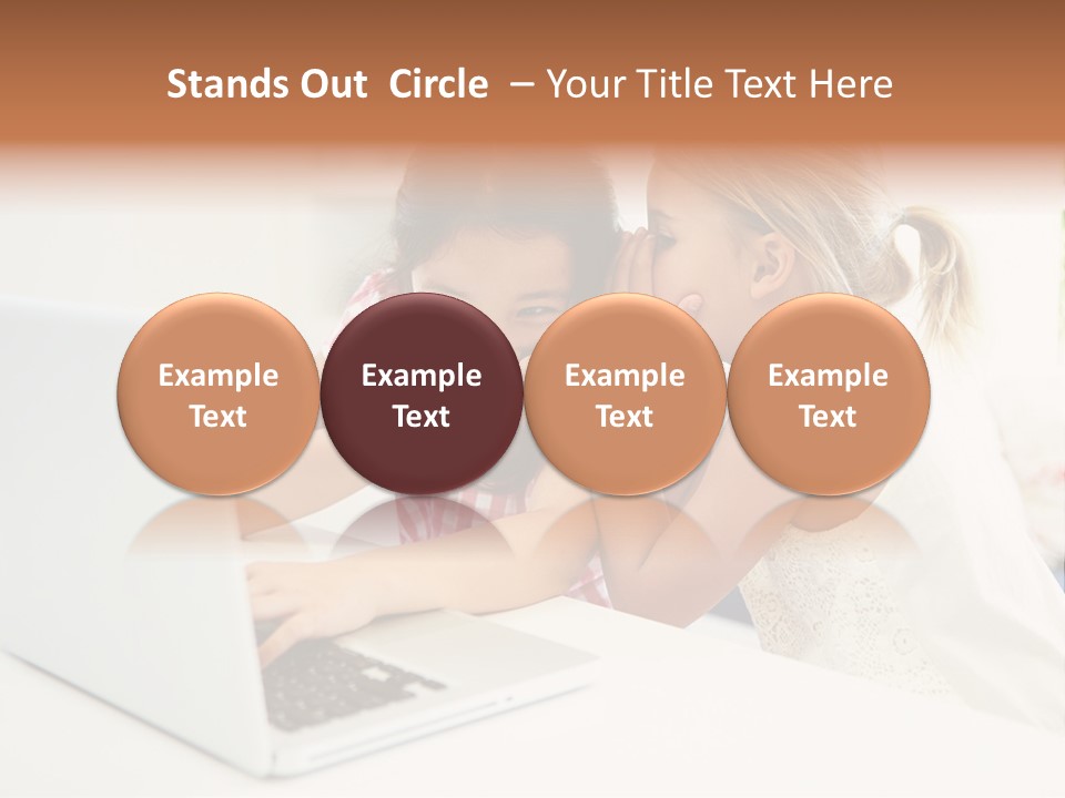 Two Young Girls Sitting In Front Of A Laptop Computer PowerPoint Template