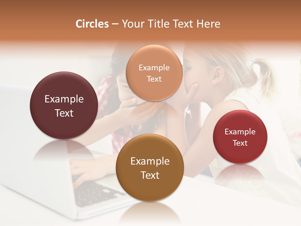 Two Young Girls Sitting In Front Of A Laptop Computer PowerPoint Template