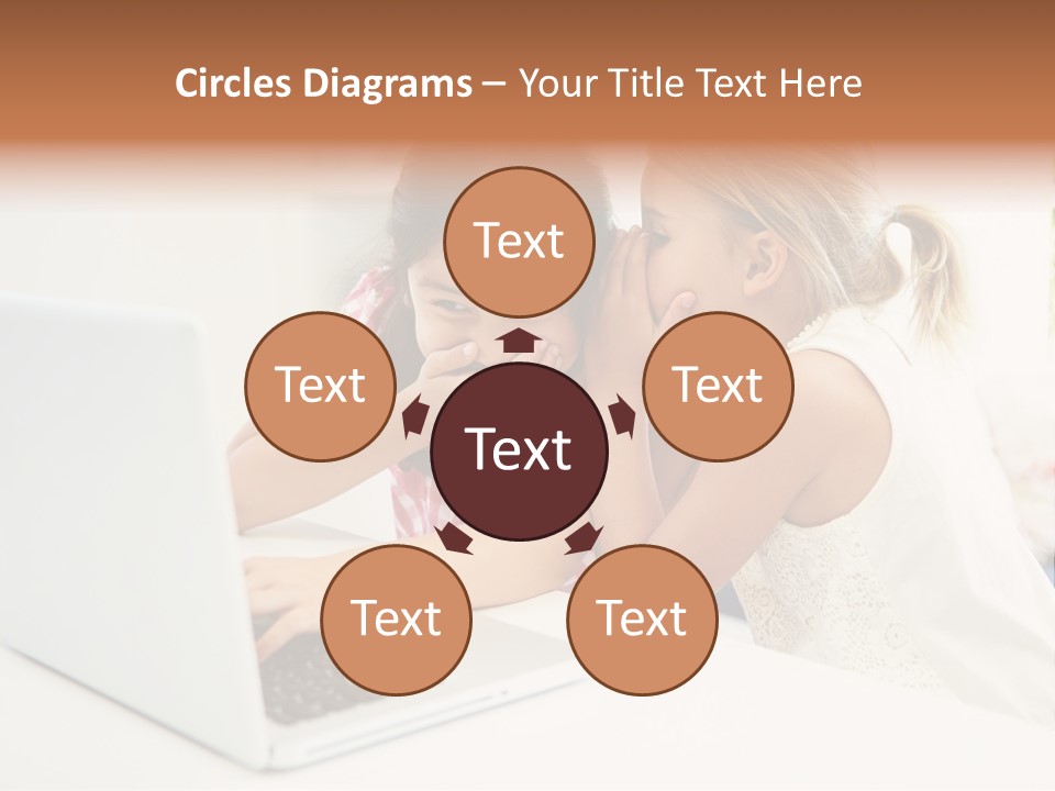 Two Young Girls Sitting In Front Of A Laptop Computer PowerPoint Template