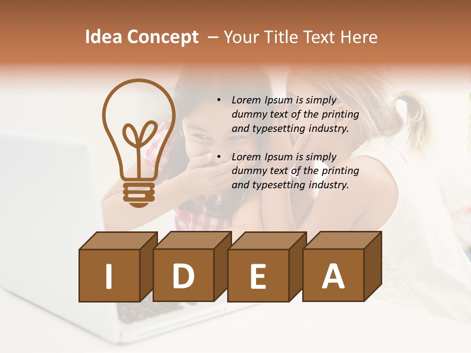 Two Young Girls Sitting In Front Of A Laptop Computer PowerPoint Template