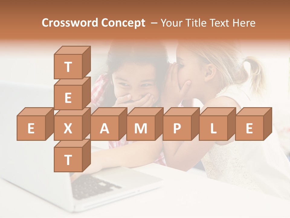 Two Young Girls Sitting In Front Of A Laptop Computer PowerPoint Template