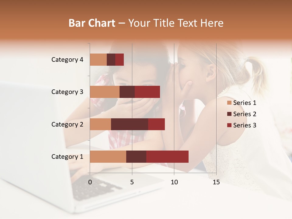 Two Young Girls Sitting In Front Of A Laptop Computer PowerPoint Template