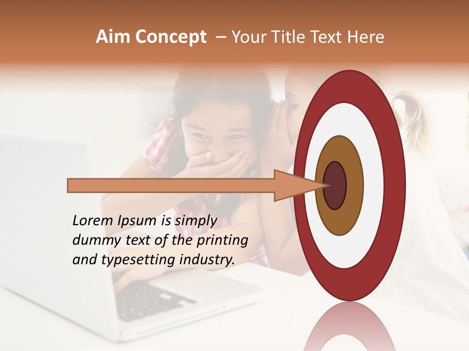 Two Young Girls Sitting In Front Of A Laptop Computer PowerPoint Template