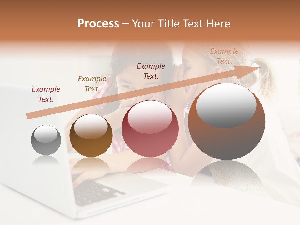 Two Young Girls Sitting In Front Of A Laptop Computer PowerPoint Template