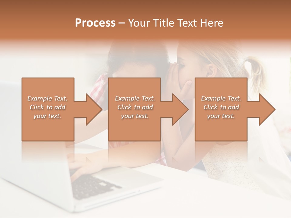 Two Young Girls Sitting In Front Of A Laptop Computer PowerPoint Template