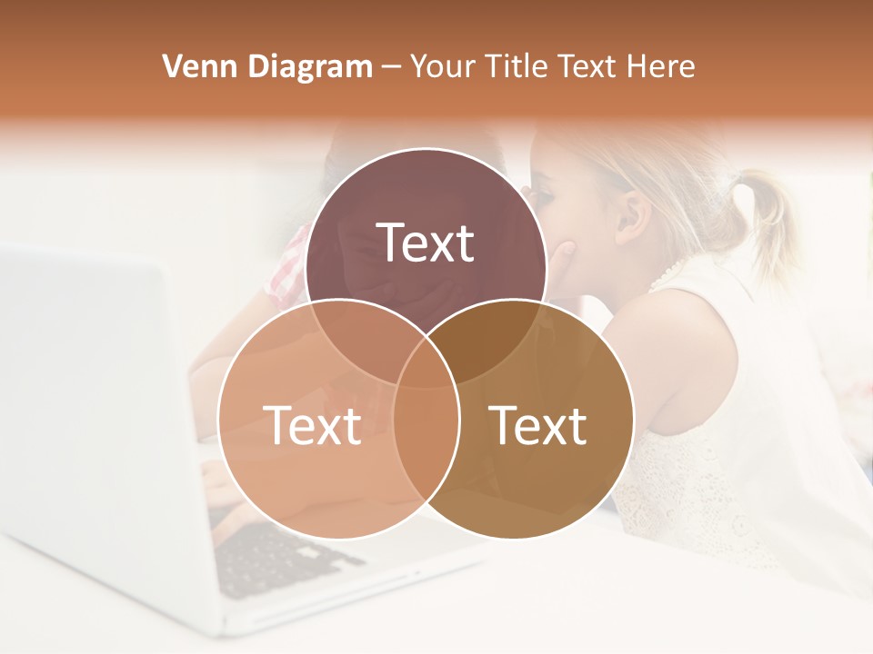 Two Young Girls Sitting In Front Of A Laptop Computer PowerPoint Template