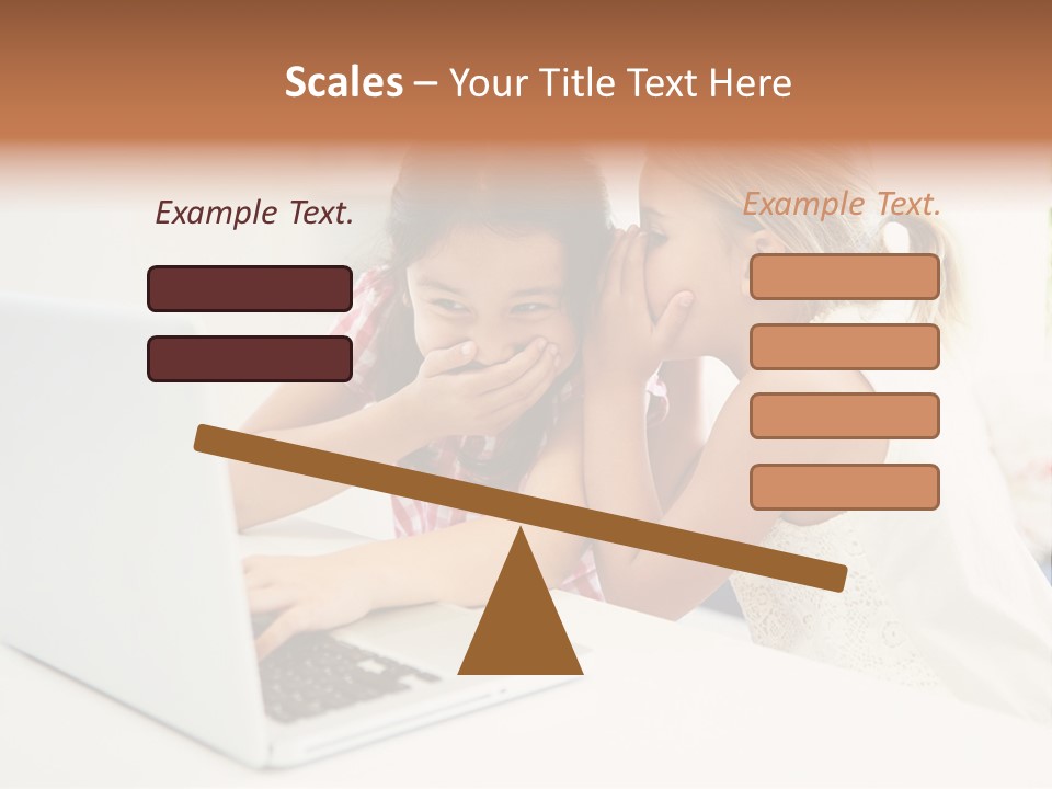 Two Young Girls Sitting In Front Of A Laptop Computer PowerPoint Template