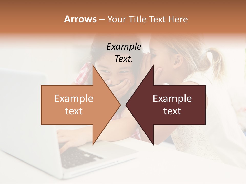 Two Young Girls Sitting In Front Of A Laptop Computer PowerPoint Template