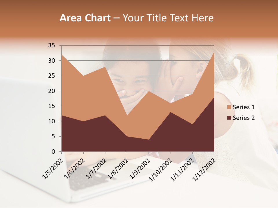 Two Young Girls Sitting In Front Of A Laptop Computer PowerPoint Template