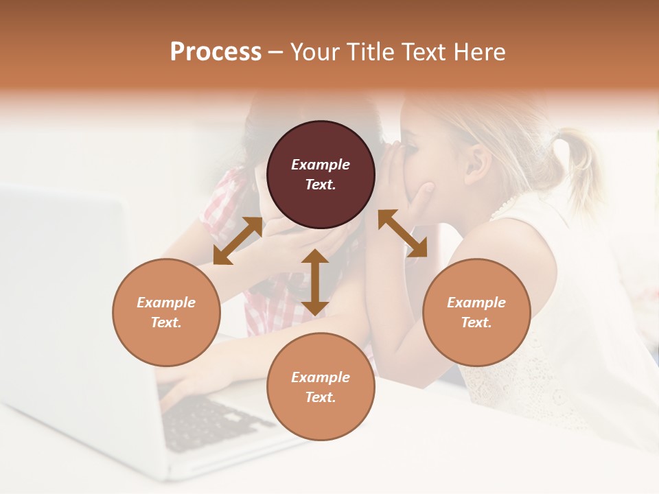 Two Young Girls Sitting In Front Of A Laptop Computer PowerPoint Template