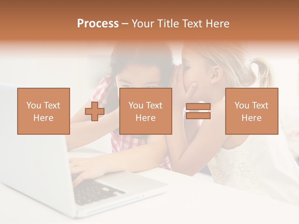 Two Young Girls Sitting In Front Of A Laptop Computer PowerPoint Template