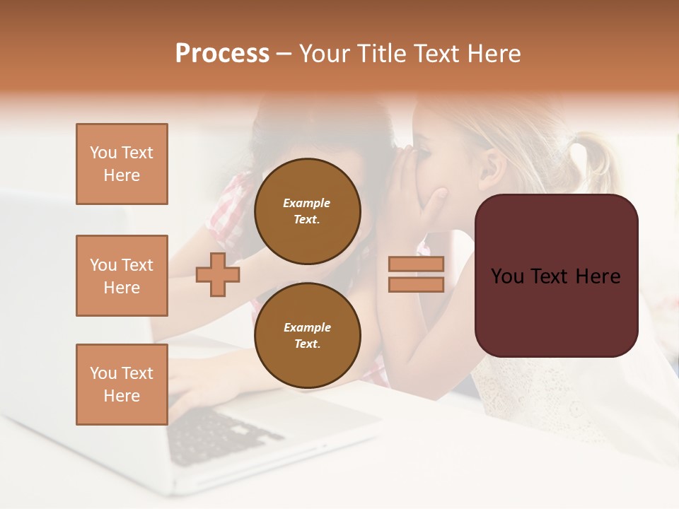 Two Young Girls Sitting In Front Of A Laptop Computer PowerPoint Template