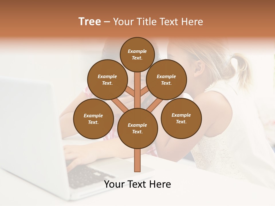 Two Young Girls Sitting In Front Of A Laptop Computer PowerPoint Template