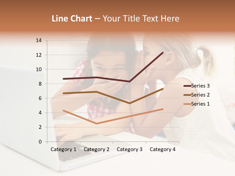 Two Young Girls Sitting In Front Of A Laptop Computer PowerPoint Template