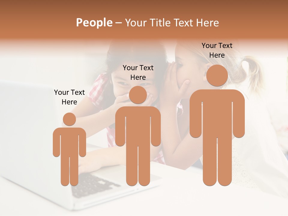 Two Young Girls Sitting In Front Of A Laptop Computer PowerPoint Template