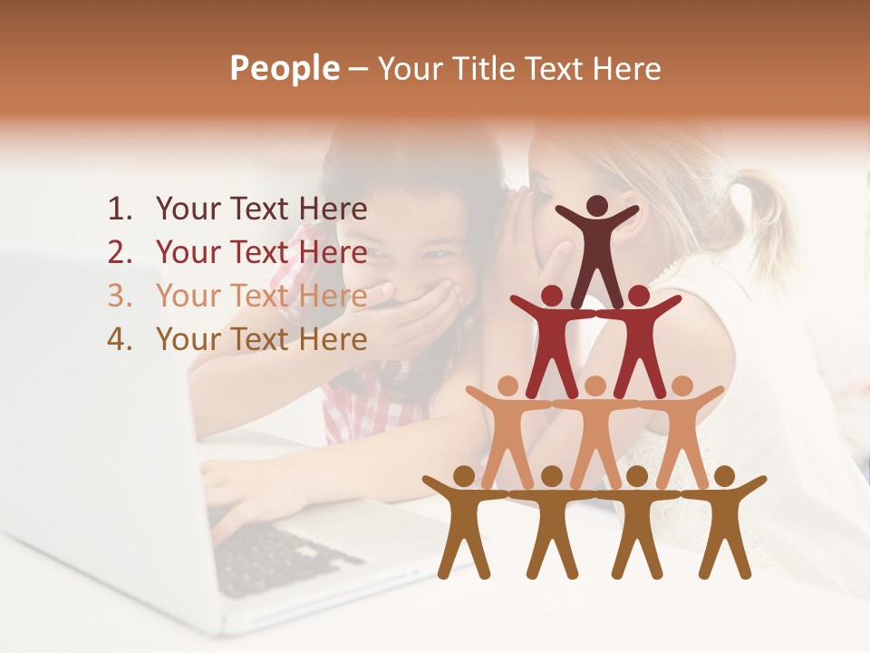 Two Young Girls Sitting In Front Of A Laptop Computer PowerPoint Template