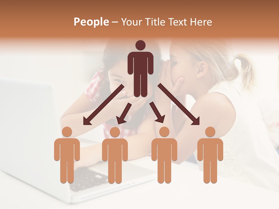 Two Young Girls Sitting In Front Of A Laptop Computer PowerPoint Template