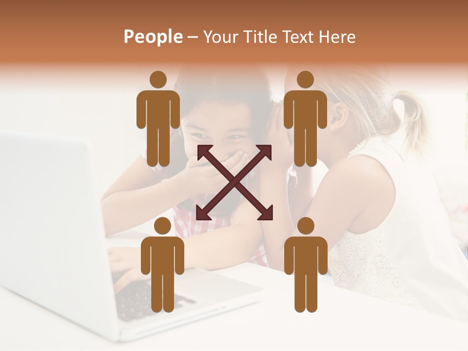 Two Young Girls Sitting In Front Of A Laptop Computer PowerPoint Template