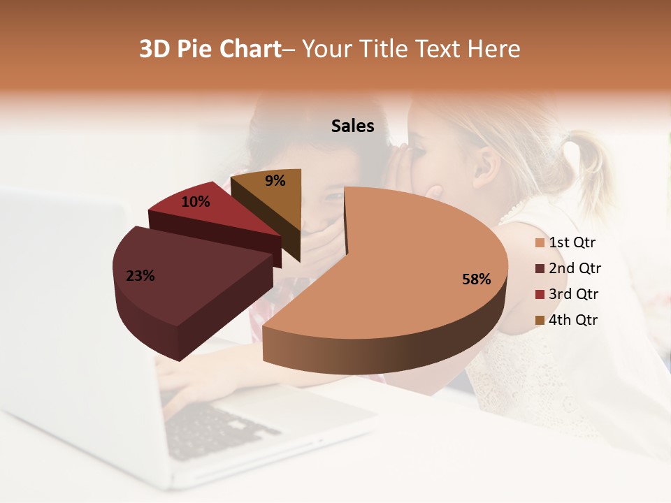 Two Young Girls Sitting In Front Of A Laptop Computer PowerPoint Template