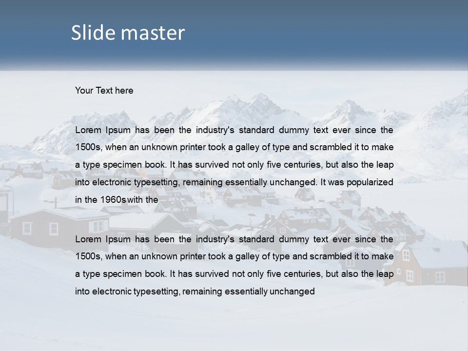 A Snowy Town With Mountains In The Background PowerPoint Template